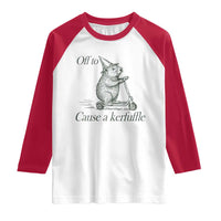Off To Cause A Kerfuffle Raglan Shirt Funny Groundhog Scooter Chaos - Wonder Print Shop
