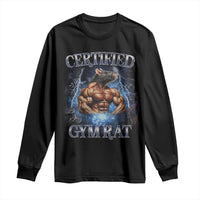 Funny Certified Gym Rat Long Sleeve Shirt Fitness Bodybuilding Gym Lovers Meme - Wonder Print Shop