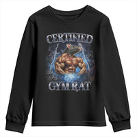 Funny Certified Gym Rat Youth Sweatshirt Fitness Bodybuilding Gym Lovers Meme - Wonder Print Shop