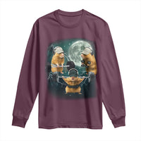 Funny Three Hamster Deadlift Gym Rat Moon Training Weightlifting Meme Long Sleeve Shirt - Wonder Print Shop