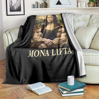 Funny Mona Lifta Muscle Mona Lisa Bodybuilding Fitness Gym Lover Throw Blanket - Wonder Print Shop