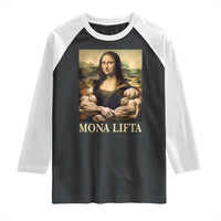 Funny Mona Lifta Muscle Mona Lisa Bodybuilding Fitness Gym Lover Raglan Shirt - Wonder Print Shop