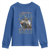 Outta Spells But Not Outta Shells Youth Sweatshirt Funny Fantasy Meme - Wonder Print Shop
