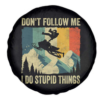 Funny Snowmobile Spare Tire Cover Don't Follow Me I Do Stupid Things Winter Sport - Wonder Print Shop