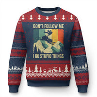 Funny Snowmobile Ugly Christmas Sweater Don't Follow Me I Do Stupid Things Winter Sport - Wonder Print Shop