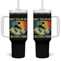 Funny Snowmobile Tumbler With Handle Don't Follow Me I Do Stupid Things Winter Sport - Wonder Print Shop