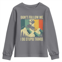 Funny Snowmobile Youth Sweatshirt Don't Follow Me I Do Stupid Things Winter Sport - Wonder Print Shop