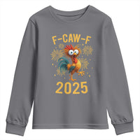 F Caw F 2025 Happy New Year 2026 Youth Sweatshirt Funny Chicken Rooster - Wonder Print Shop