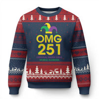 Funny Mardi Gras In Mobile Alabama Ugly Christmas Sweater OMG 251 Original Mardi Gras Jester Hat
