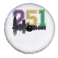 Funny Mardi Gras Mobile Alabama Spare Tire Cover 251 Skyline Area Code Glitter Print