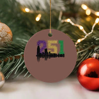 Funny Mardi Gras Mobile Alabama Ceramic Ornament 251 Skyline Area Code Glitter Print