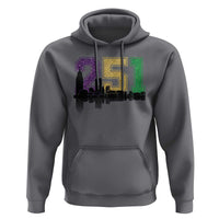 Funny Mardi Gras Mobile Alabama Hoodie 251 Skyline Area Code Glitter Print