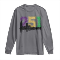 Funny Mardi Gras Mobile Alabama Long Sleeve Shirt 251 Skyline Area Code Glitter Print