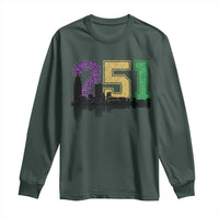 Funny Mardi Gras Mobile Alabama Long Sleeve Shirt 251 Skyline Area Code Glitter Print