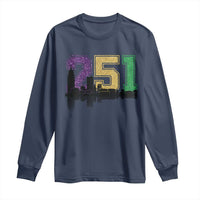 Funny Mardi Gras Mobile Alabama Long Sleeve Shirt 251 Skyline Area Code Glitter Print