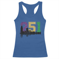 Funny Mardi Gras Mobile Alabama Racerback Tank Top 251 Skyline Area Code Glitter Print