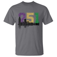Funny Mardi Gras Mobile Alabama T Shirt 251 Skyline Area Code Glitter Print
