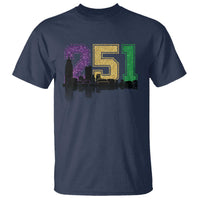 Funny Mardi Gras Mobile Alabama T Shirt 251 Skyline Area Code Glitter Print