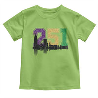 Funny Mardi Gras Mobile Alabama Toddler T Shirt 251 Skyline Area Code Glitter Print