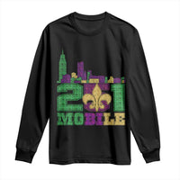 Funny Mardi Gras Mobile Alabama 251 Long Sleeve Shirt Skyline Area Code Glitter Print