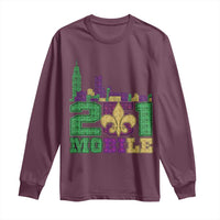 Funny Mardi Gras Mobile Alabama 251 Long Sleeve Shirt Skyline Area Code Glitter Print