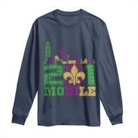 Funny Mardi Gras Mobile Alabama 251 Long Sleeve Shirt Skyline Area Code Glitter Print