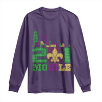 Funny Mardi Gras Mobile Alabama 251 Long Sleeve Shirt Skyline Area Code Glitter Print
