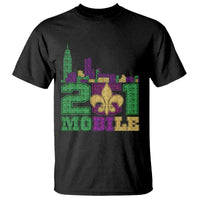 Funny Mardi Gras Mobile Alabama 251 T Shirt Skyline Area Code Glitter Print