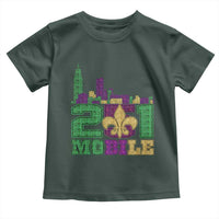 Funny Mardi Gras Mobile Alabama 251 Toddler T Shirt Skyline Area Code Glitter Print