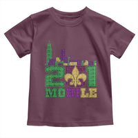Funny Mardi Gras Mobile Alabama 251 Toddler T Shirt Skyline Area Code Glitter Print