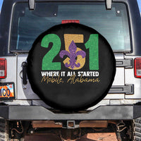 Funny Mardi Gras Mobile Alabama 251 Spare Tire Cover Where It All Started Area Code Glitter Print