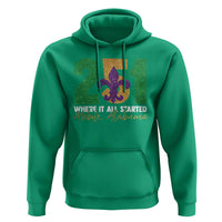 Funny Mardi Gras Mobile Alabama 251 Hoodie Where It All Started Area Code Glitter Print
