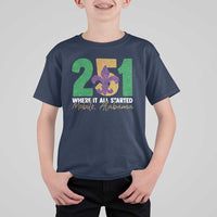 Funny Mardi Gras Mobile Alabama 251 T Shirt For Kid Where It All Started Area Code Glitter Print