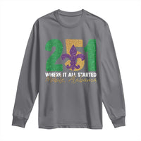 Funny Mardi Gras Mobile Alabama 251 Long Sleeve Shirt Where It All Started Area Code Glitter Print