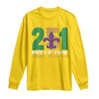 Funny Mardi Gras Mobile Alabama 251 Long Sleeve Shirt Where It All Started Area Code Glitter Print