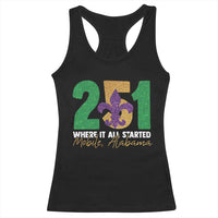 Funny Mardi Gras Mobile Alabama 251 Racerback Tank Top Where It All Started Area Code Glitter Print