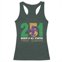 Funny Mardi Gras Mobile Alabama 251 Racerback Tank Top Where It All Started Area Code Glitter Print