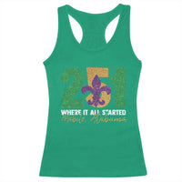 Funny Mardi Gras Mobile Alabama 251 Racerback Tank Top Where It All Started Area Code Glitter Print