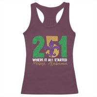 Funny Mardi Gras Mobile Alabama 251 Racerback Tank Top Where It All Started Area Code Glitter Print