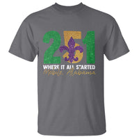 Funny Mardi Gras Mobile Alabama 251 T Shirt Where It All Started Area Code Glitter Print