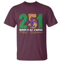Funny Mardi Gras Mobile Alabama 251 T Shirt Where It All Started Area Code Glitter Print