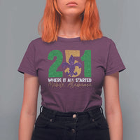 Funny Mardi Gras Mobile Alabama 251 T Shirt For Women Where It All Started Area Code Glitter Print