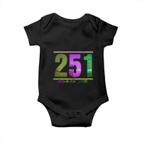 Funny Mardi Gras In Mobile Alabama 251 Baby Onesie Skyline Area Code