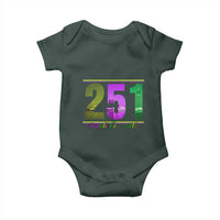 Funny Mardi Gras In Mobile Alabama 251 Baby Onesie Skyline Area Code