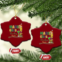 Funny Mardi Gras Drinking Team Ceramic Ornament Cocktails Wine Crawfish Beads Glitter Print