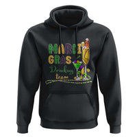 Funny Mardi Gras Drinking Team Hoodie Cocktails Wine Crawfish Beads Glitter Print