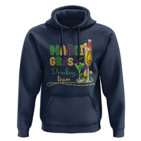 Funny Mardi Gras Drinking Team Hoodie Cocktails Wine Crawfish Beads Glitter Print