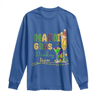 Funny Mardi Gras Drinking Team Long Sleeve Shirt Cocktails Wine Crawfish Beads Glitter Print