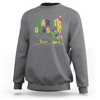 Funny Mardi Gras Drinking Team Sweatshirt Cocktails Wine Crawfish Beads Glitter Print