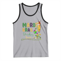 Funny Mardi Gras Drinking Team Tank Top Cocktails Wine Crawfish Beads Glitter Print
